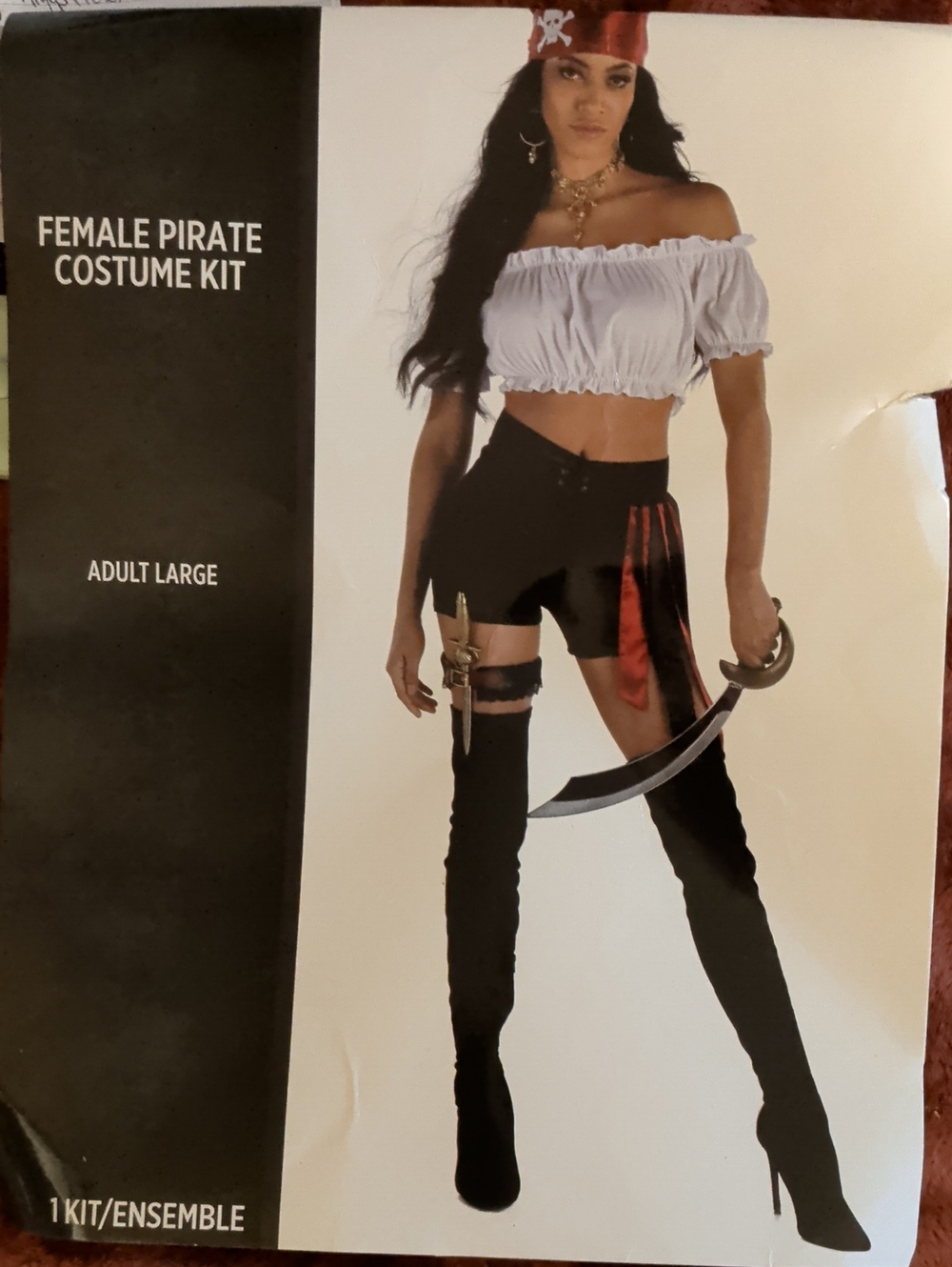 Spirit Black Jean-Style Pirate Shorts with Red Sash